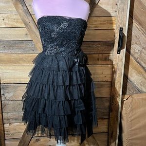 Deb Black Cocktail Dress w/Bow - Size 3/4